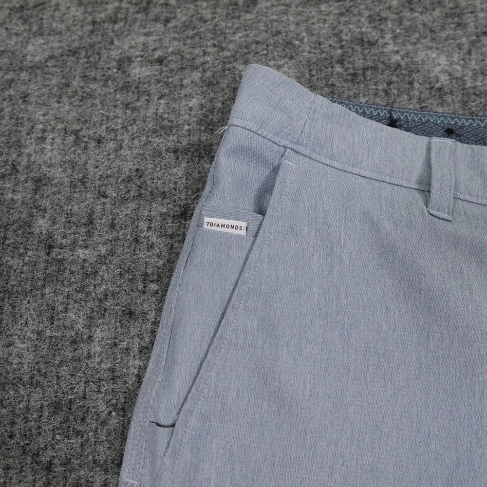7 Diamonds Shorts Mens 38 Light Blue Performance Lightweight Stretch‎ Flat Golf